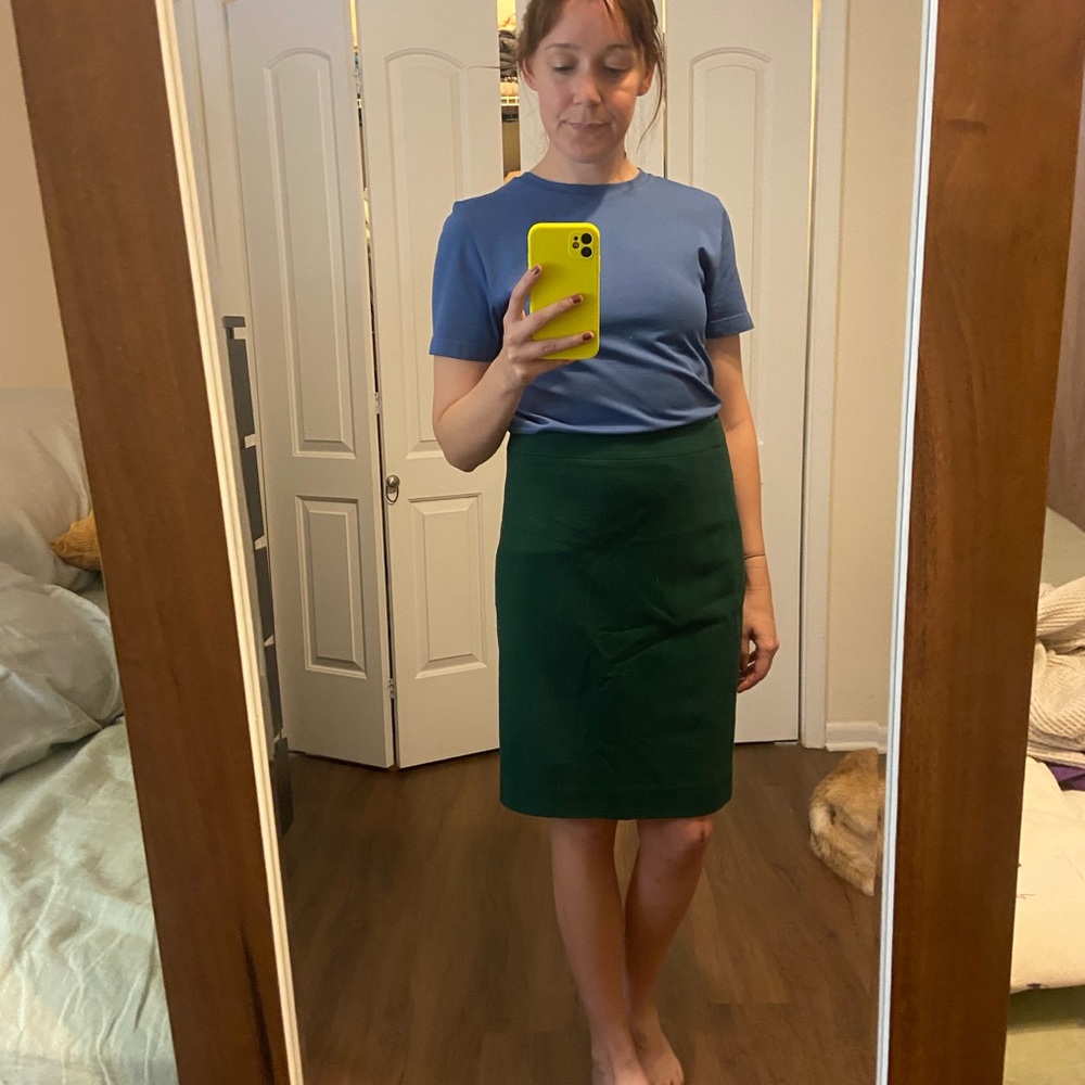 J. Crew Dark Green Pencil Skirt